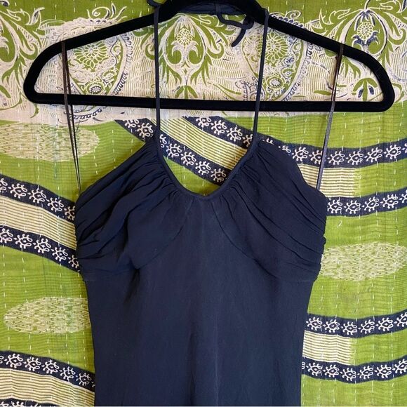 Express Black %100 Silk Halter Top Cocktail Dress Size 6 - Picture 3 of 14